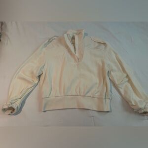 Zara Cream Puff Sleeve Sailor Collar Sweatshirt